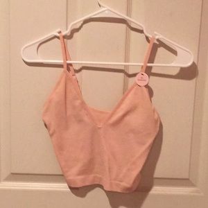 seamless pink ribbed crop tank